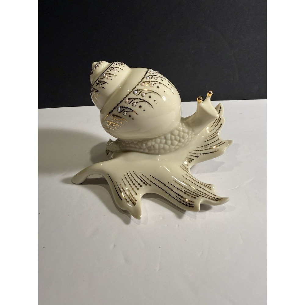 Lenox China Jewels Snail Figurine Porcelain Gold Trim Thailand Coastal